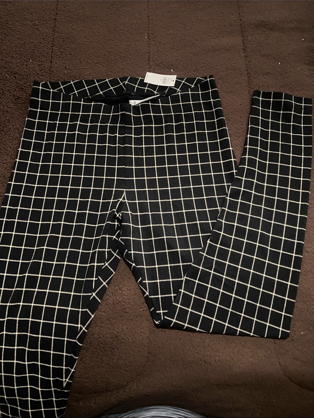 Old Navy Black and White Grid Jeggings